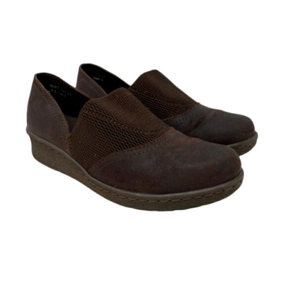 BOC Born Womens Loafers Shoes Brown Slip On Platform Wedge Heels Leather 7.5 M - Picture 1 of 10